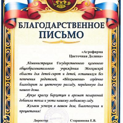 Благодарственное письмо
