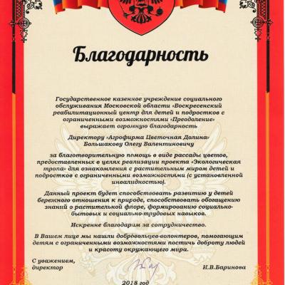 Благодарственное письмо