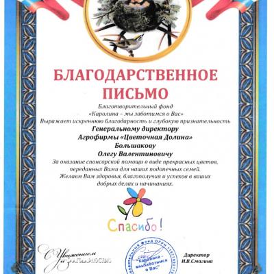 Благодарственное письмо