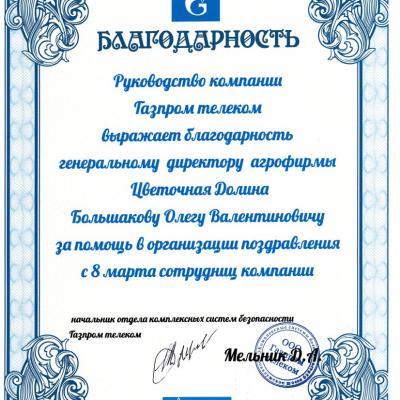 Благодарственное письмо